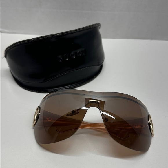 Gucci Strass Horsebit Sunglasses‎ Shield Tinted Glasses Vintage Y2K 2000s Orange